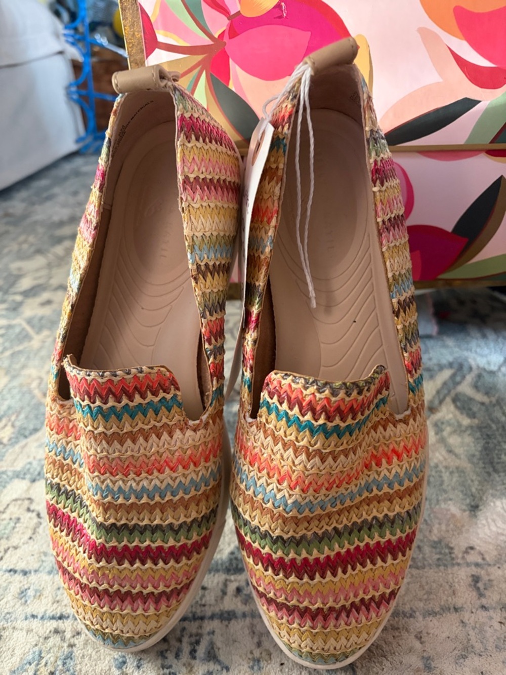 Kelly & Katie Multicolor Zigzag Woven Slip-On Loafers
